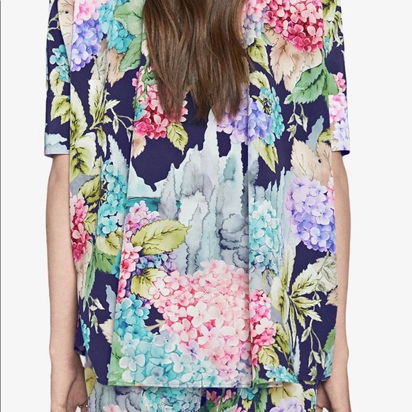 Gucci Hydrangea silk cape shirt - Picture 3 of 3